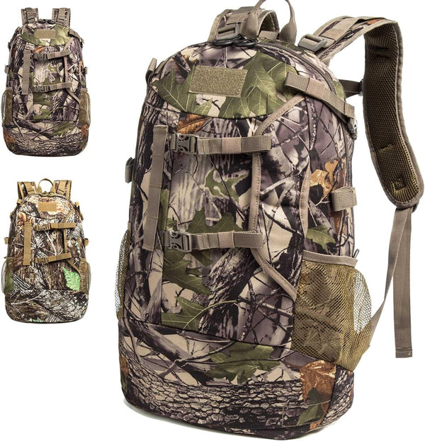 Hunting Backpack - Outdoor Daypack for Bow or Rifle with Rain Cover, Green