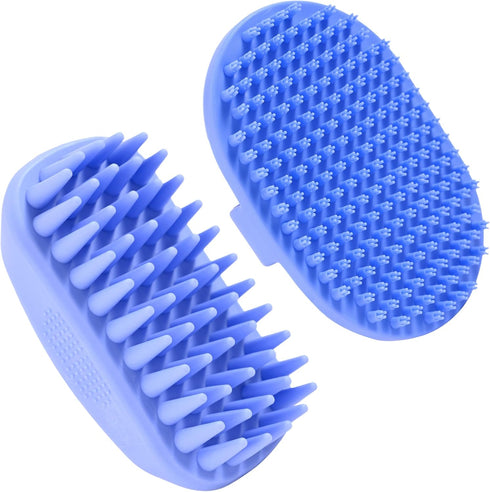 Dog Grooming Bath Brush, Rubber Brush for Shower Scrubbing & Soothing Massage, 2 PACK Essential Puppy Grooming