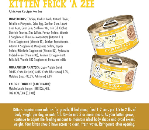 Weruva Cats in The Kitchen Kitten, Kitten Frick 'A Zee, 3oz Can, Pack of 12