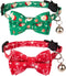ADOGGYGO Christmas Cat Collar Breakaway with Bowtie Bell - 2 Pack Santa Snowflake Xmas Kitten Collar with Removable