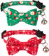 ADOGGYGO Christmas Cat Collar Breakaway with Bowtie Bell - 2 Pack Santa Snowflake Xmas Kitten Collar with Removable