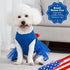 cyeollo 4th of July Dog Dress, Tulle Skirts for Small Dogs, Patriotic Outfits with Bowtie, Blue, Size S