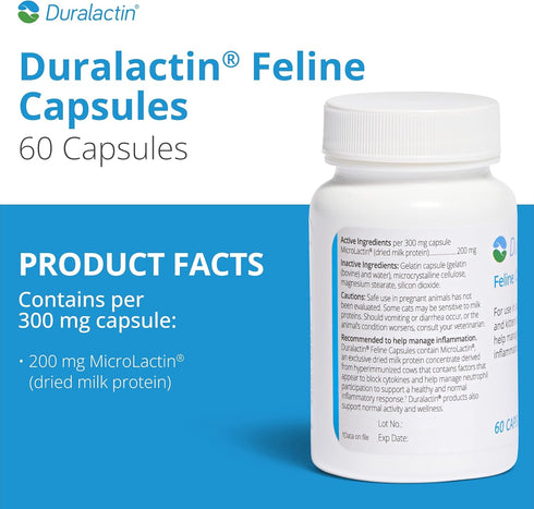 PRN Pharmacal Duralactin Feline - Joint Health Supplement for Cats & Kittens, 60 Capsules