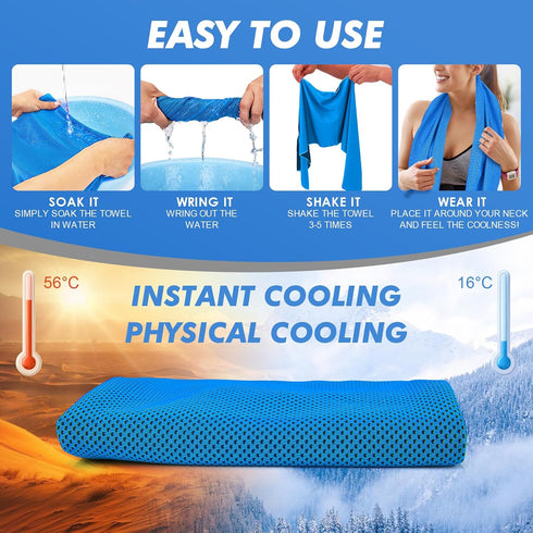 6 Pack 47x12 Inch CSITE Cooling Towels for Neck and Face - Ice Cold Microfiber Towels, Soft & Breathable Cooling Towel
