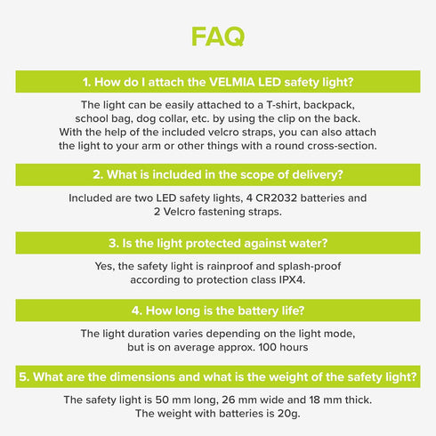 VELMIA Running Lights for Runners (2 Pack) for Maximum Safety and Visibility, Clip-On Strobe Reflective Gear