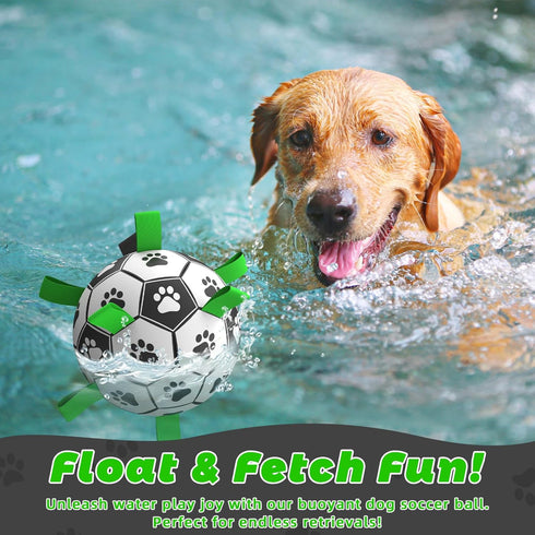 RUCACIO Dog Ball with 9 Straps - Interactive Toys for Puppy, Durable Soccer Balls with Handle for Small & Medium Dogs