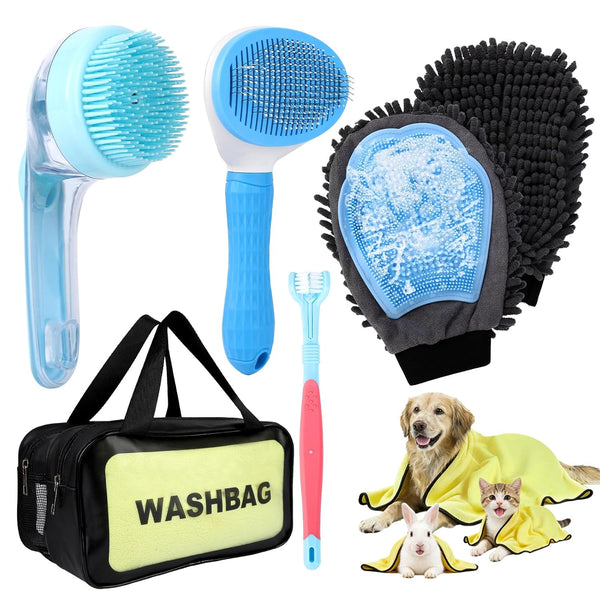 Generic Dog Bath Grooming Kit(6Pcs) - Dog Brush for Shedding, Shampoo Brush, Double-sided