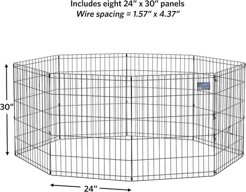 MidWest Homes For Pets Foldable Metal Dog Exercise Pen / Pet Playpen, 24'W x 30'H