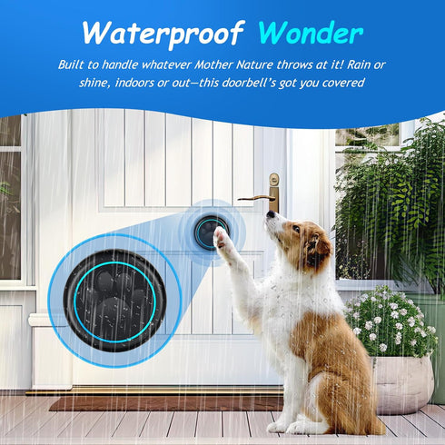 1000ft 60 Training(2 1 Soft Ring Blk Dog Bells to Go Outside - Wireless Dog Door Bell with Range, Melodies, LED