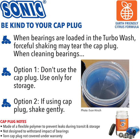 SONIC Turbo Wash, Complete Skate Bearing Cleaning Kit, Includes 8 oz Citrus Cleaner, Made in USA