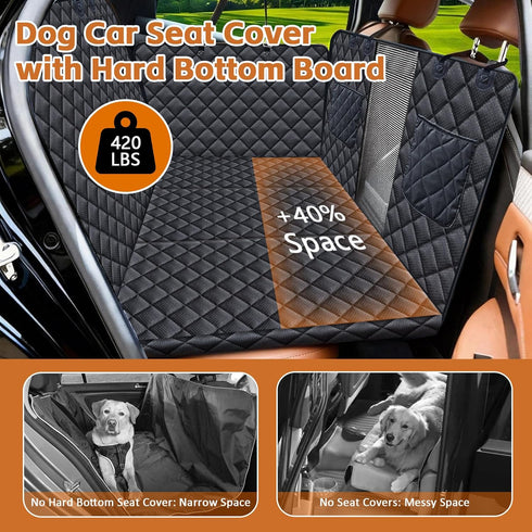 420lbs Hammock JSTHT Back Seat Extender for Dogs, Hard Bottom Dog Car Seat Cover for Back Seat Support Waterproof Back