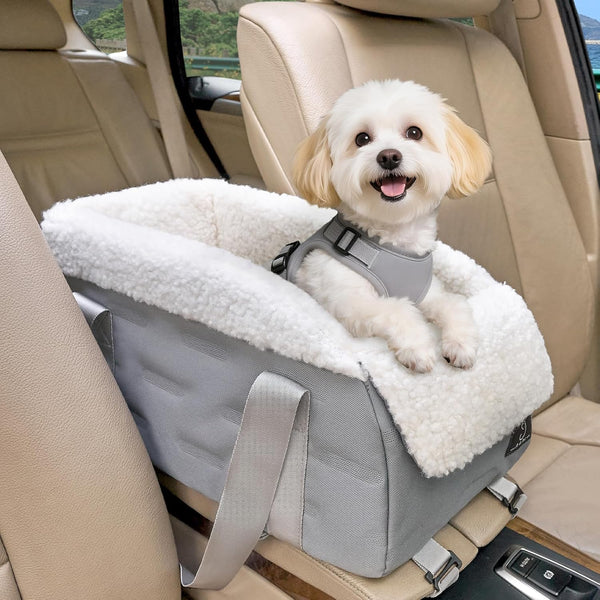 Center Console Dog Car Seat for Small Dogs Under 12 lbs Secure