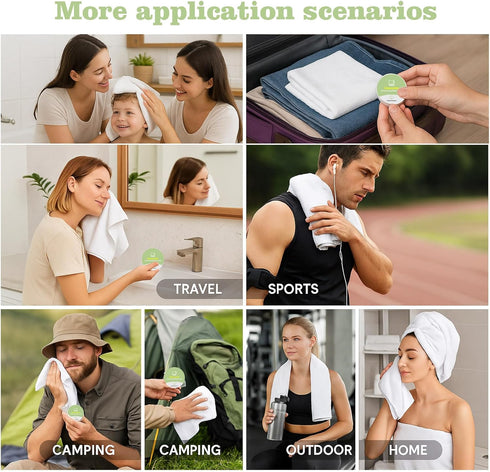 Lagincig 6PCS 27.5 40 Inch Compressed Bath Towel Tablets for Travel, Disposable Towels for Camping, Hiking & Hotels