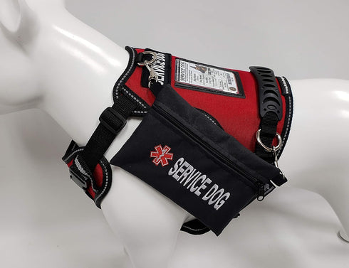 ActiveDogs Service Dog Large Clip-On Pouch, Embroidered Accessory with Medical Alert Sign for K9 Harness, 7" x 5"