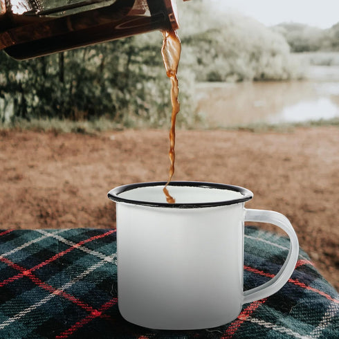 Lurrose Enamel Cup, Large Classic Camping Mug with Handle for Coffee, Tea, Milk, White Camping Cookware