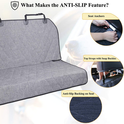 46" 52" VIVAGLORY Dog Seat Covers, Dog Backseat Cover Pet Bench Protectors with Anti-Slip Backing, Back Seats Cover