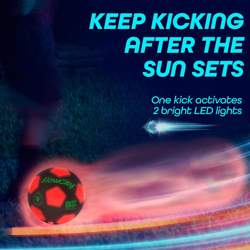 GlowCity Light Up Soccer Ball - Glow in The Dark Indoor/Outdoor Ball with 2 LED Lights - Fun Gift for Teens
