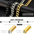 Dog Chain Collar Chew Proof, Heavy Duty 15mm Thick Stainless Steel Metal Cuban Link for Small Medium Large Dogs - Gold