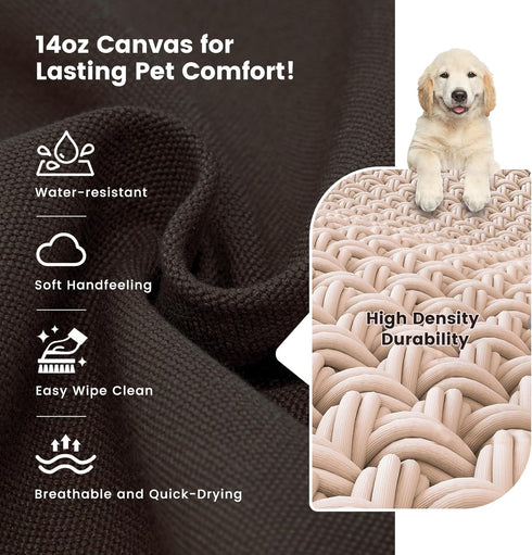 Miguel Durable Canvas Dog Bed, Waterproof with Removable Washable Cover, 14 Ounce Canvas Dog Pillow for Large Medium