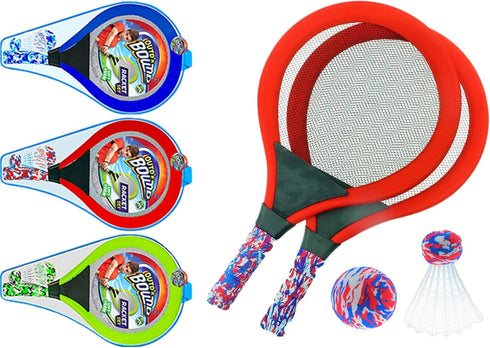 Badminton Set with 2 Rackets, Beach Ball and Birdie - Assorted Colors