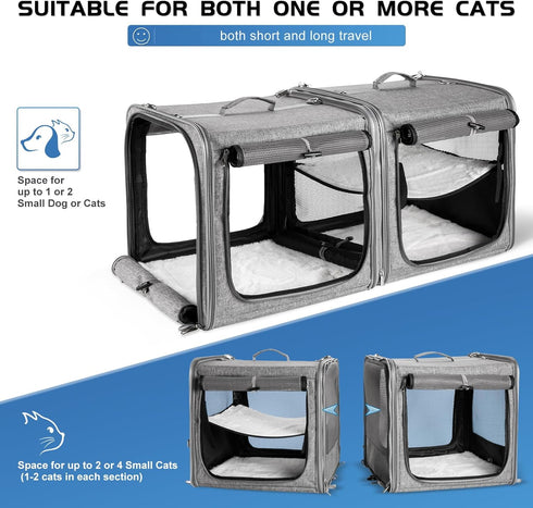 2 45 Lbs, Suertree Cat Carrier for Cats, Pet Travel Carrier for Cats and Small Dogs Up to Bowls, and Locking Zippers