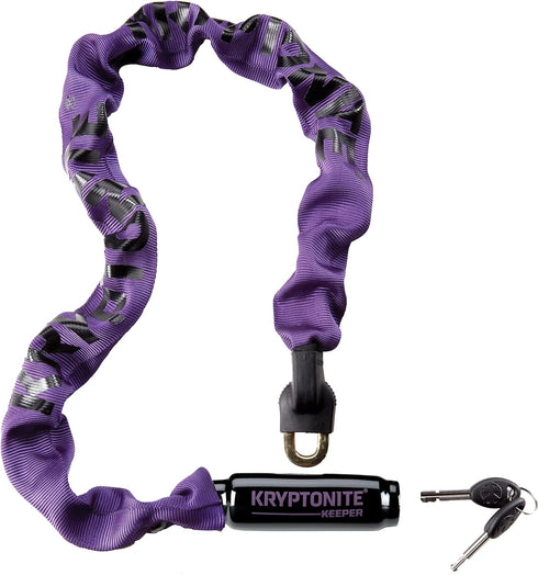 Kryptonite Keeper 785 Bike Chain Lock, 2.8 Feet Long Heavy Duty Anti-Theft Lock with Keys for Bike, Purple