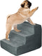 PETMAKER 3-Step Pet Stairs, Gray, High-Density Foam, Microfiber, Supports Up to 25lbs