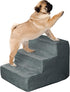 PETMAKER 3-Step Pet Stairs, Gray, High-Density Foam, Microfiber, Supports Up to 25lbs