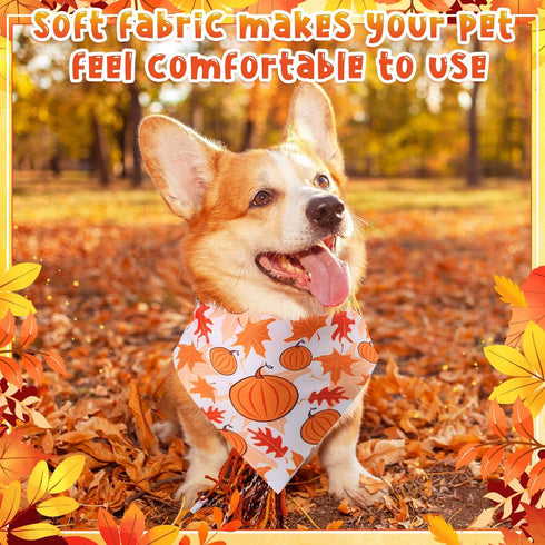 120 30 Sanwuta Pcs Thanksgiving Fall Bandanas for Dogs Bulk Pumpkin Maple Leaf Triangle Dog Bandana Autumn Washable Pet