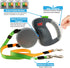 WIGZI Reflective Retractable Pet Leash for Two Dogs, 10ft Each up to 50 lbs, 360 Degree Zero Tangle, Gray