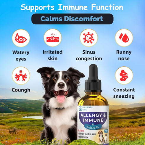 EDUZEBRA Allergy Relief Drops for Dogs & Cats, Natural Anti-Itch Support Supplement, Soothes Seasonal Allergies, Skin