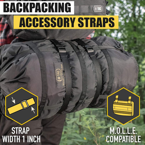 M-Tac Pack of 2 Utility Strap for Backpack Tactical Lashing for MOLLE Gear Plastic Buckle