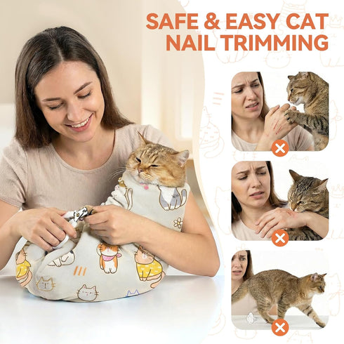 27.6" BFNN Cat Grooming Wrap for Cutting Nails, Anti-Escape Calming Cat Swaddle Wrap for Medicine, Nail Clipping, Teeth