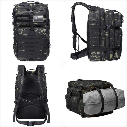 Prospo 40L Military Tactical Shoulder Backpack, Molle Bag Pack for Assault Survival, Fishing Tackle Storage
