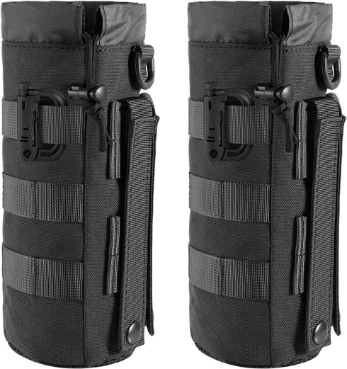 FRTKK Tactical MOLLE Water Bottle Pouch, Military Holder Bag with Drawstring Open Top & Mesh Bottom for Sports Travel