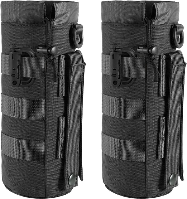 FRTKK Tactical MOLLE Water Bottle Pouch, Military Holder Bag with Drawstring Open Top & Mesh Bottom for Sports Travel