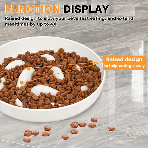 Cat Slow Feeder Bowl with Fish Pool Design, Interactive Puzzle Feeder Dish for Healthy Eating Diet for Cats