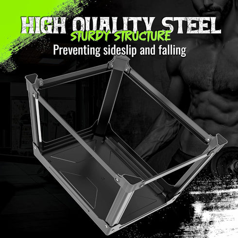 GanFindX Metal Plyometric Jumping Box, 12 Inch with 17 x 13 Inch Surface, Steel Plyo Box for Home Gym