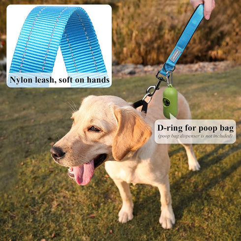 VIVAGLORY Short Dog Leash, Traffic Leash for Medium & Large Dogs, 12 INCH, Lake Blue