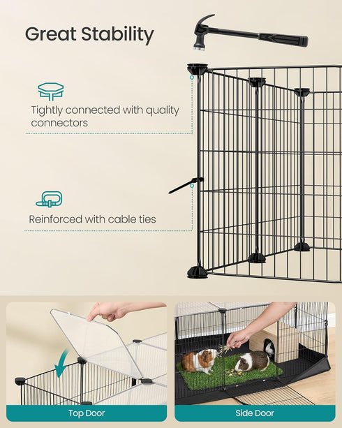 20 48.4 24.8 16.3 Inches, ULPI011BH01 SONGMICS Guinea Pig Cage, Rabbit Cage, Small Animal Playpen with Waterproof Mat