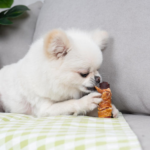MON2SUN 3 Inch 21.16oz Rawhide Free Dog Treats, Triple Flavor Chicken Wrapped Duck and Beef Rolls for Small Dogs