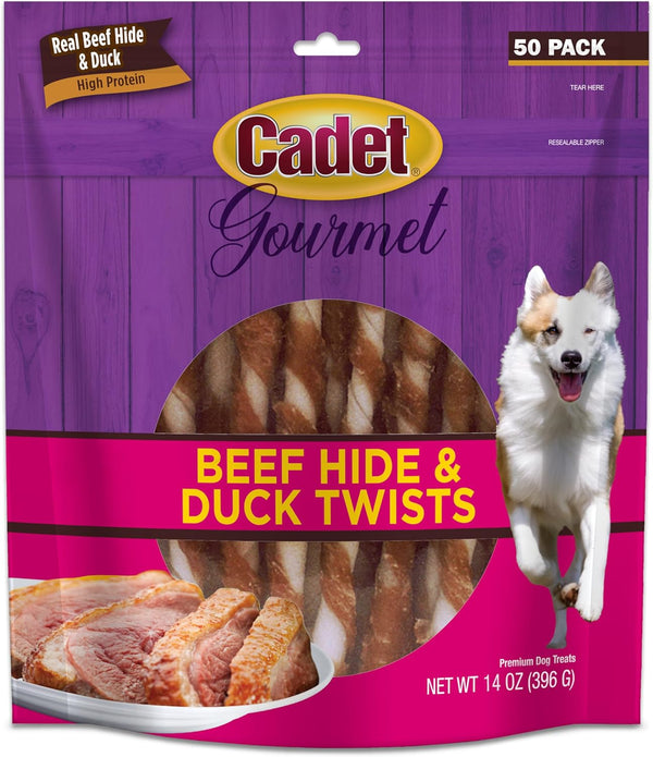 Cadet Gourmet Beef Hide Twist Chew Sticks, Long Lasting & Natural Chew