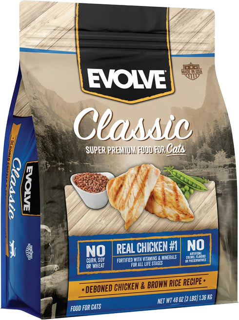 Evolve Classic Cat Food, Deboned Chicken and Brown Rice Recipe, 3lb.