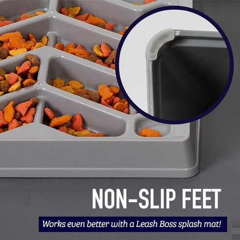 Leashboss Slow Feeder Dog Bowl for Flat Face Breeds, Tilted Slanted Maze Food Bowl for Dogs & Cats