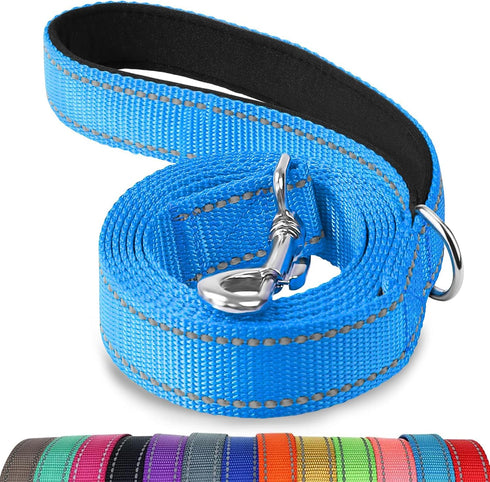 Joytale Double-Sided Reflective Dog Leash, 6 FT/5 FT/4 FT, Padded Handle for Medium & Large Dogs, Sky Blue