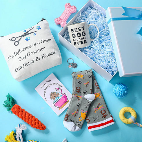 1 Set Set Chicingyou Dog Groomer Gift Box Pet Groomer Appreciation Gift Includes Makeup Bag Keychain Furologist Socks