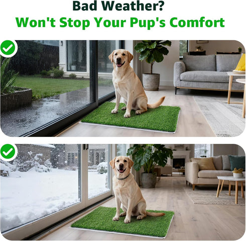 2X Artificial Grass Pad for Dogs Potty: Fake Grass for Dogs Puppy Potty Training to Pee and Poop on Balcony, Backyard