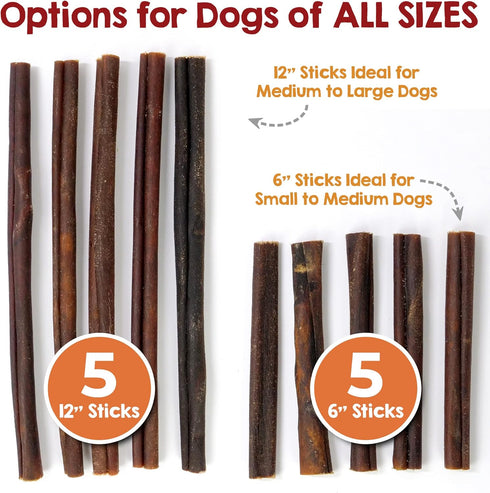 12 Inch 5 Riley's Beef Collagen Sticks for Dogs, Collagen Chews for Dogs, Bully Stick & Rawhide Alternative, Long