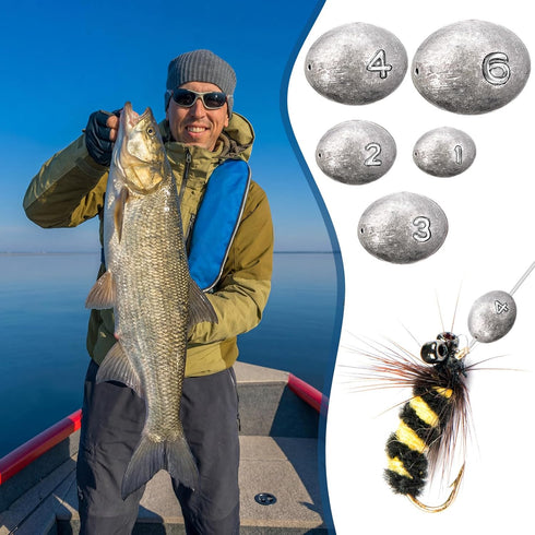 Vertintong Egg Fishing Sinker Weights Kit Egg Weights Rig Drop Bass Casting Fishing Sinkers Saltwater Freshwater Gear
