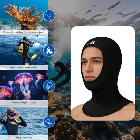 3mm Swimming Diving Scuba Hood Neoprene Wetsuit Hood for Men Women Youth, Diving Cap for Surfing Thermal Hood